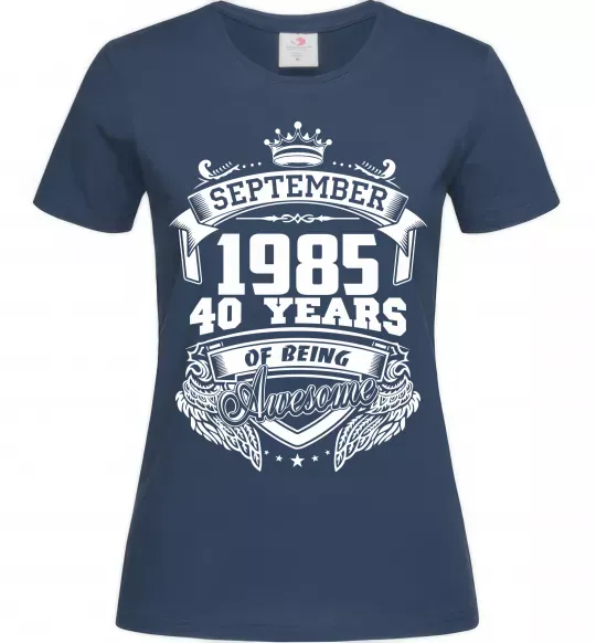 Женская футболка September 1985 awesome Темно-синий фото