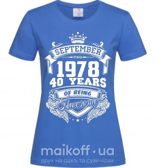 Жіноча футболка September 1978 awesome Яскраво-синій фото
