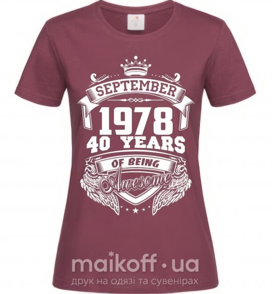 Женская футболка September 1978 awesome Бордовый фото