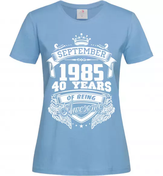 Женская футболка September 1985 awesome Голубой фото