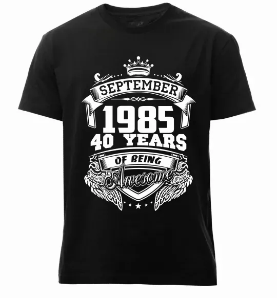 Мужская премиум футболка September 1985 awesome Черный фото