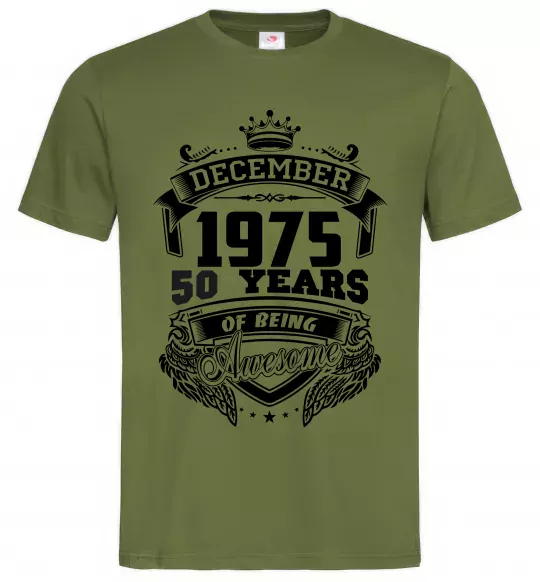 Мужская футболка December 1975 awesome Оливковый фото