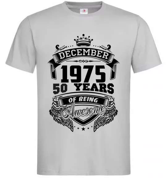 Мужская футболка December 1975 awesome Серый фото