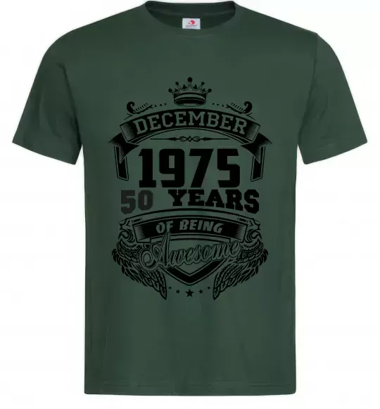 Мужская футболка December 1975 awesome Темно-зеленый фото