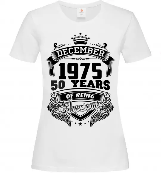 Жіноча футболка December 1975 awesome Білий фото