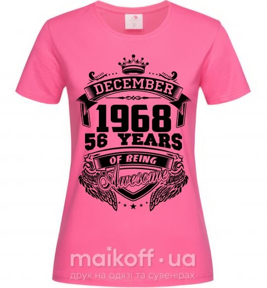 Жіноча футболка December 1968 awesome Яскраво-рожевий фото