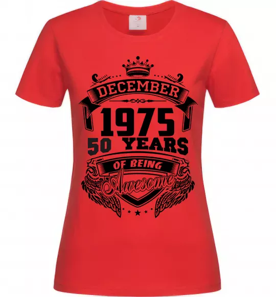 Жіноча футболка December 1975 awesome Червоний фото