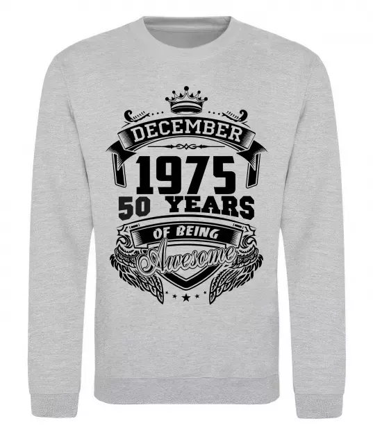 Свитшот December 1975 awesome Серый меланж фото