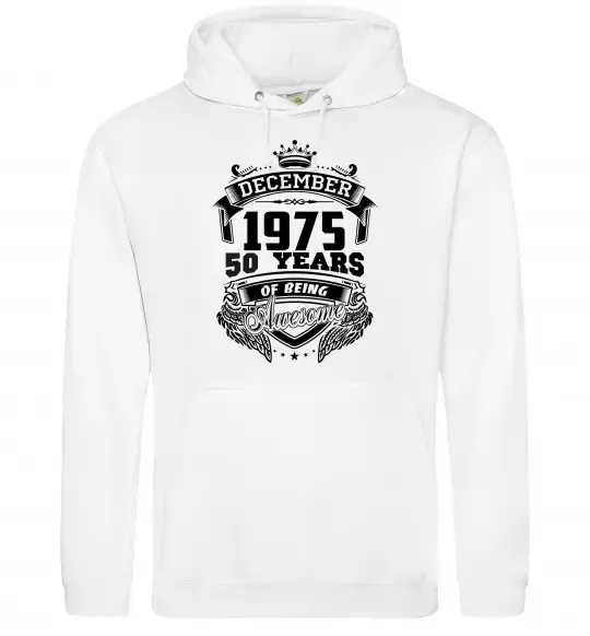 Мужская толстовка (худи) December 1975 awesome Белый фото