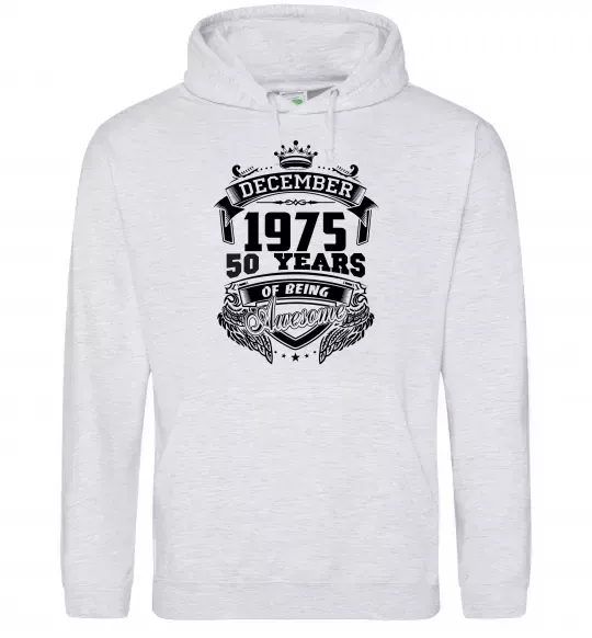 Мужская толстовка (худи) December 1975 awesome Серый меланж фото