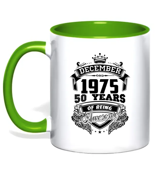 Чашка з кольоровою ручкою December 1975 awesome Зелений фото