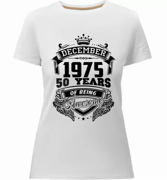 Женская премиум футболка December 1975 awesome Белый фото