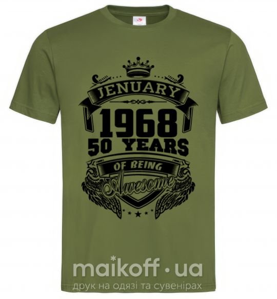 Мужская футболка Jenuary 1968 awesome Оливковый фото