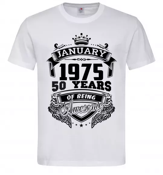 Мужская футболка January 1975 awesome Белый фото