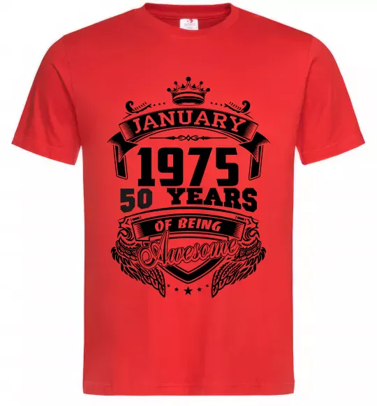 Мужская футболка January 1975 awesome Красный фото