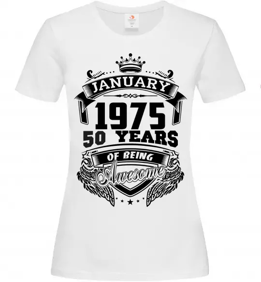 Женская футболка January 1975 awesome Белый фото