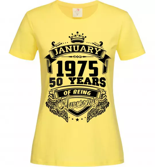 Женская футболка January 1975 awesome Лимонный фото