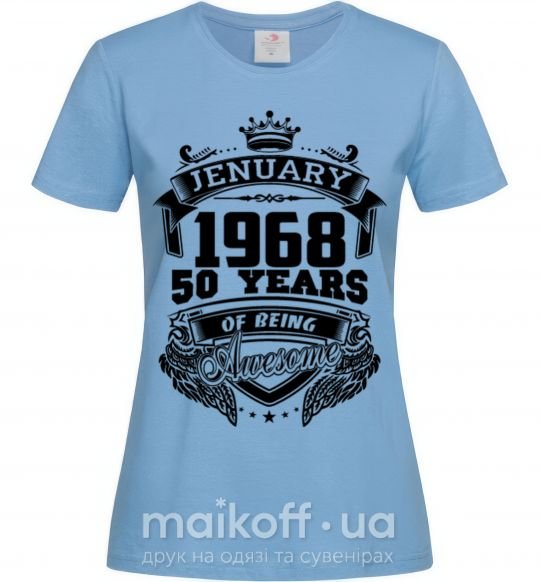 Женская футболка Jenuary 1968 awesome Голубой фото