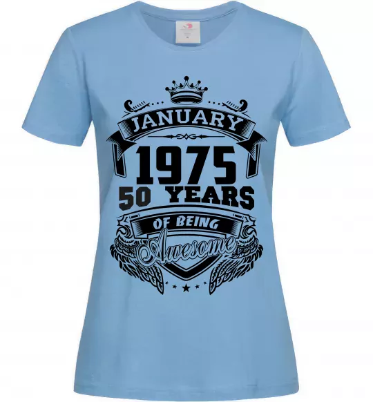 Женская футболка January 1975 awesome Голубой фото