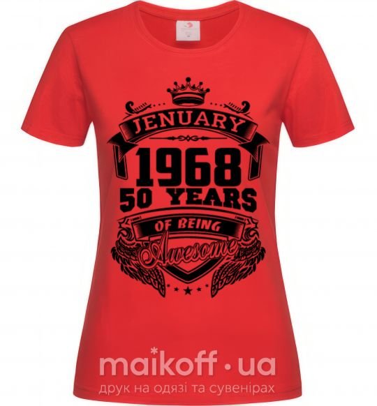Женская футболка Jenuary 1968 awesome Красный фото