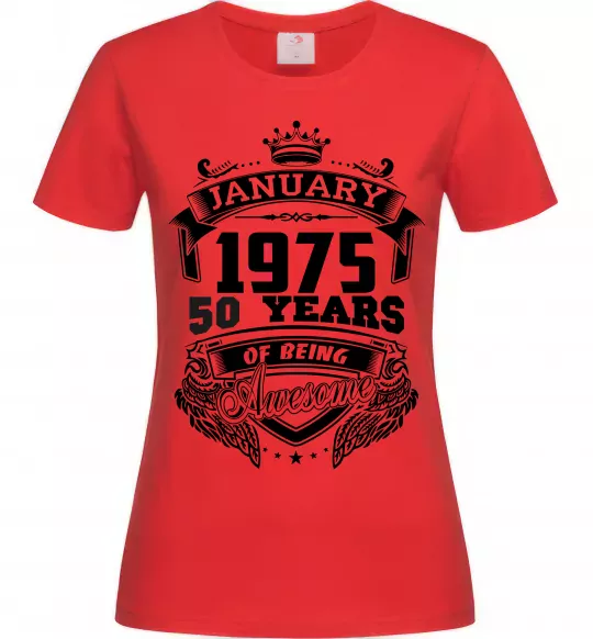 Женская футболка January 1975 awesome Красный фото