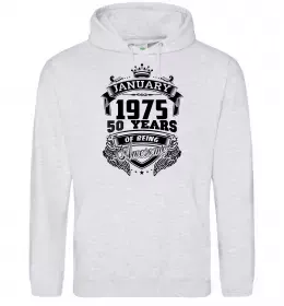 Мужская толстовка (худи) January 1975 awesome Серый меланж фото