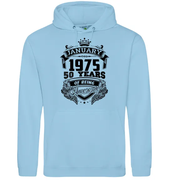 Мужская толстовка (худи) January 1975 awesome Голубой фото