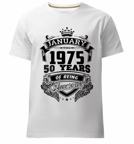 Мужская премиум футболка January 1975 awesome Белый фото