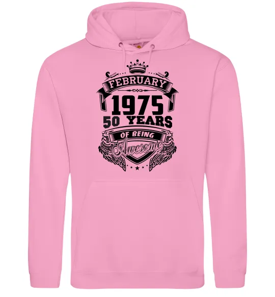 Мужская толстовка (худи) February 1975 awesome Розовый фото