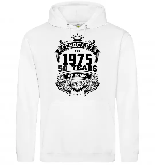 Женская толстовка (худи) February 1975 awesome Белый фото