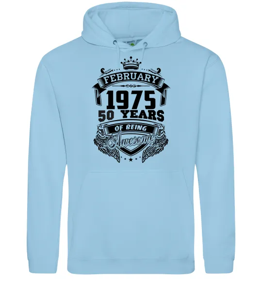 Жіноча толстовка (худі) February 1975 awesome Блакитний фото