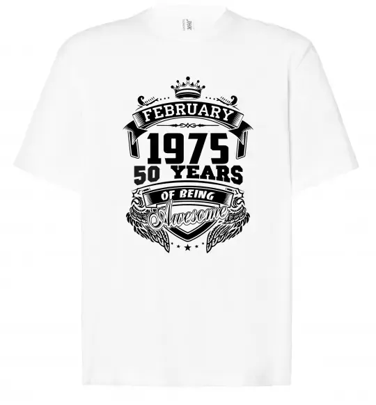 Футболка Оверсайз February 1975 awesome Белый фото