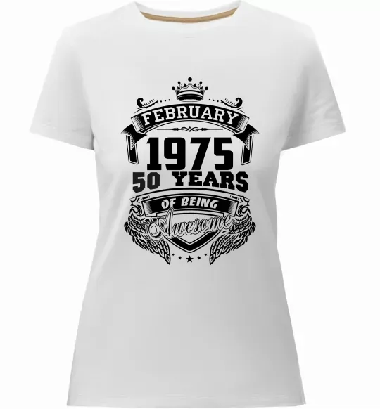 Женская премиум футболка February 1975 awesome Белый фото