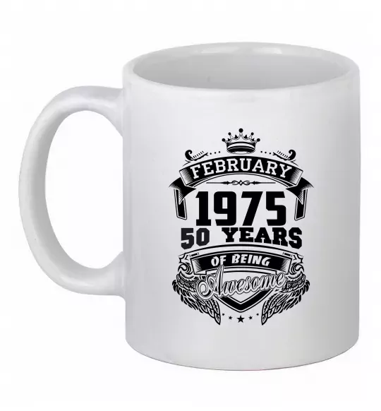 Чашка керамічна February 1975 awesome Білий фото
