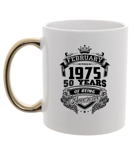 Чашка с цветной ручкой February 1975 awesome Золото фото