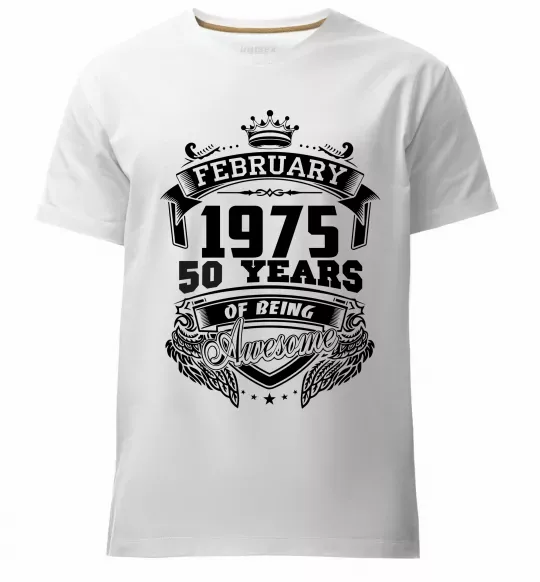 Мужская премиум футболка February 1975 awesome Белый фото