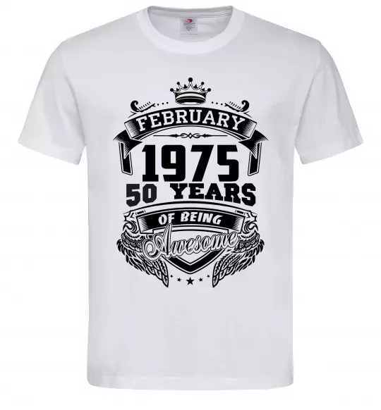Мужская футболка February 1975 awesome Белый фото