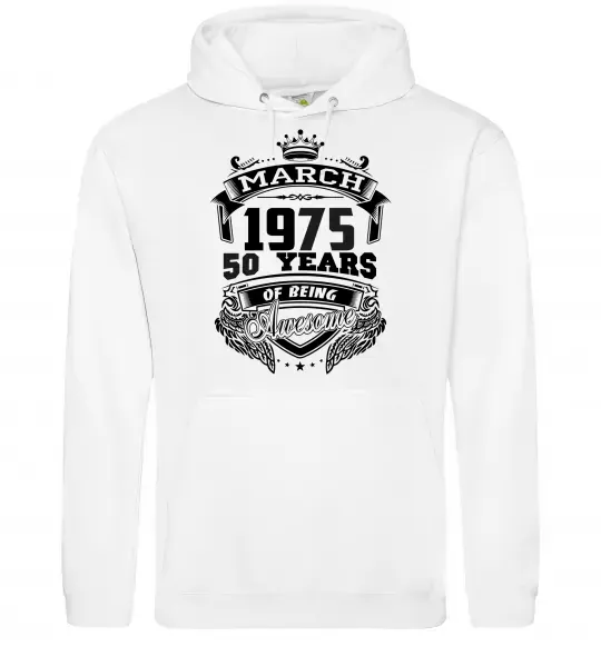 Женская толстовка (худи) March 1975 awesome Белый фото
