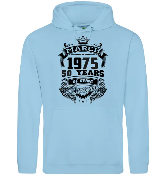 Жіноча толстовка (худі) March 1975 awesome Блакитний фото