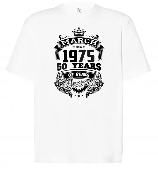Футболка Оверсайз March 1975 awesome Білий фото