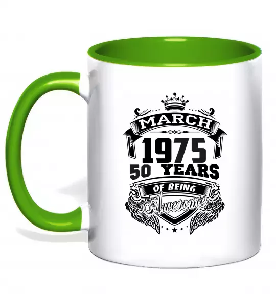 Чашка з кольоровою ручкою March 1975 awesome Зелений фото