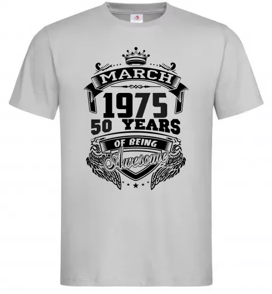 Чоловіча футболка March 1975 awesome Сірий фото