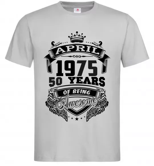 Мужская футболка April 1975 awesome Серый фото
