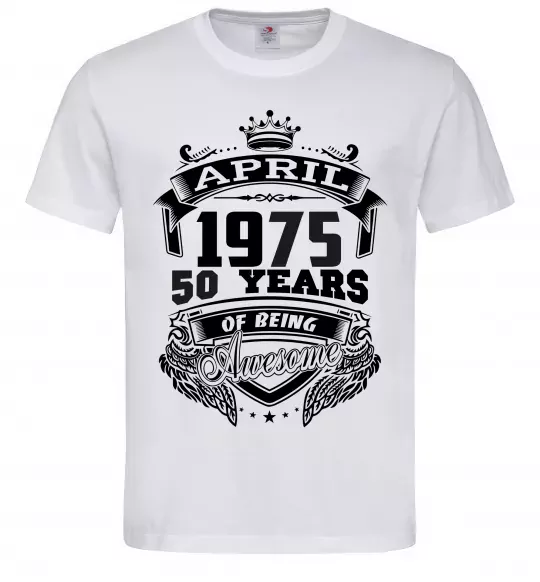 Мужская футболка April 1975 awesome Белый фото
