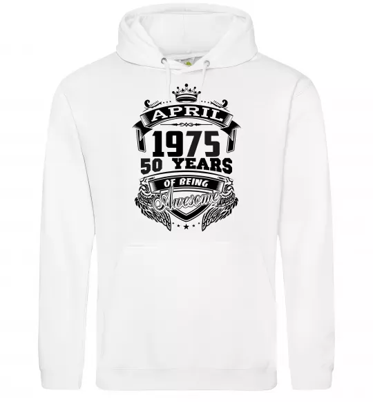 Мужская толстовка (худи) April 1975 awesome Белый фото