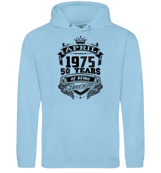 Жіноча толстовка (худі) April 1975 awesome Блакитний фото