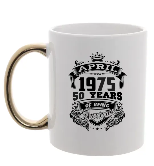 Чашка з кольоровою ручкою April 1975 awesome Золото фото