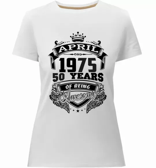 Женская премиум футболка April 1975 awesome Белый фото