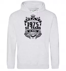 Чоловіча толстовка (худі) May 1975 awesome Сірий меланж фото