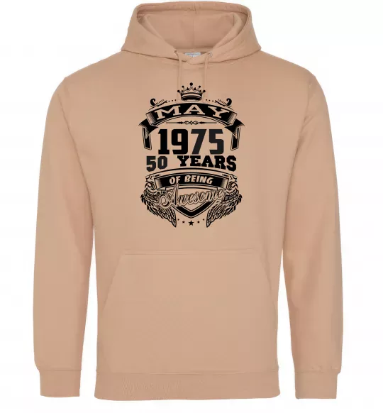 Чоловіча толстовка (худі) May 1975 awesome Пісочний фото